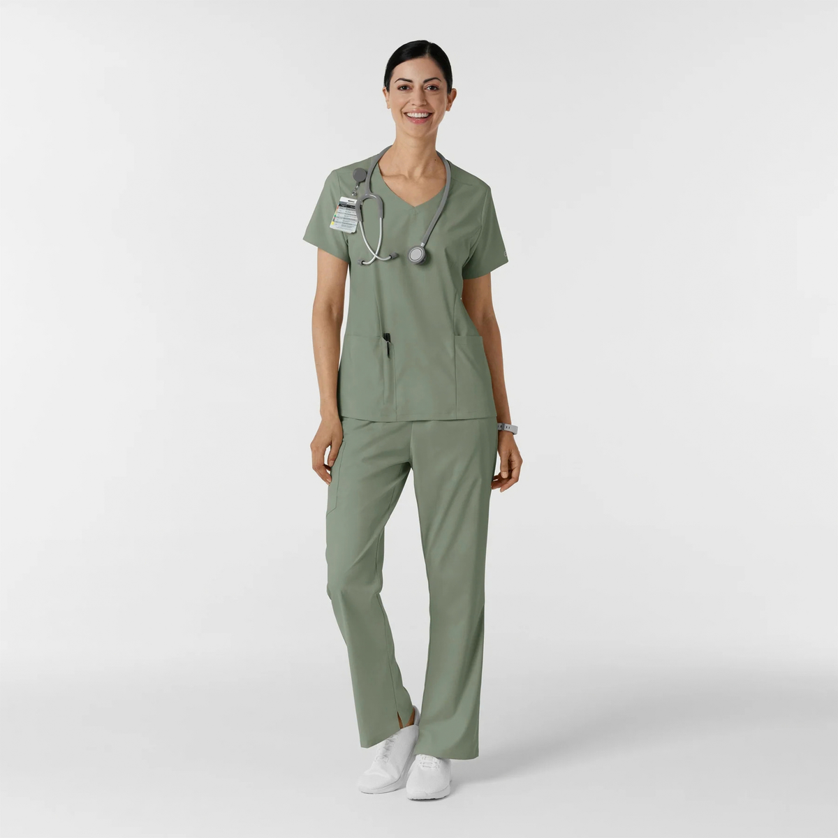 Filipina Quirúrgica Antifluidos para Mujer Wink Boundless con Cuello en V y 2 Bolsillos - Sage